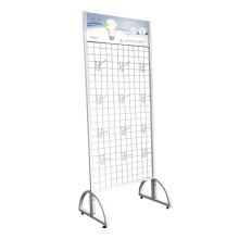 floor standing metal wire grid panel display stand with t base